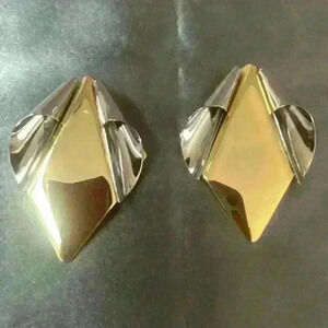 Vintage silver & gold tone clip-on earrings